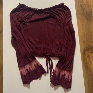 Red over the shoulder crop top